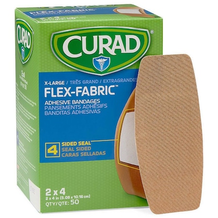 Medline Curad Flex-Fabric Adhesive Bandages 2 in. X4 in., 50PK NON25524Z